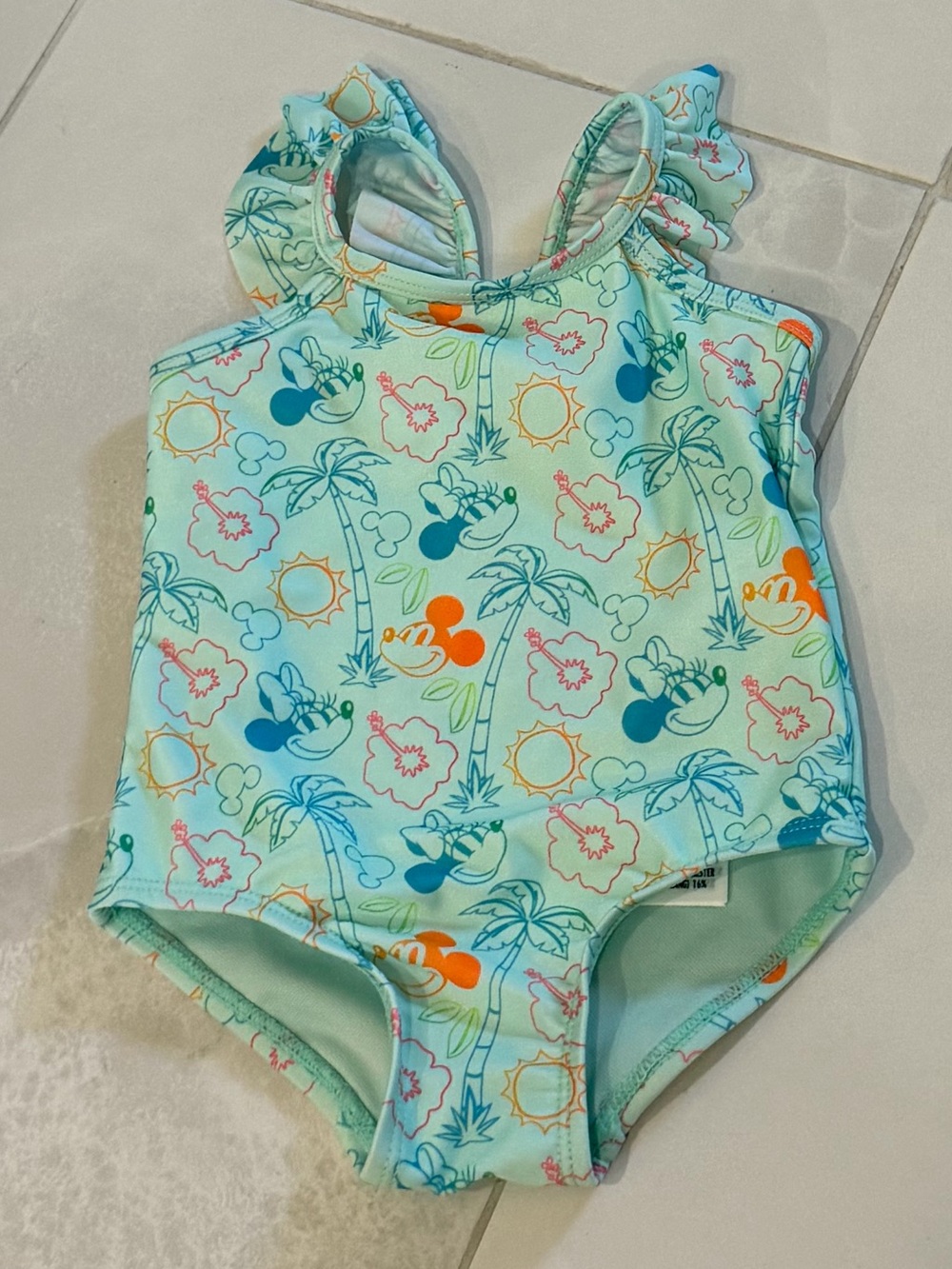 Girls' Mint Tropical Mickey One-Piece Swimsuit